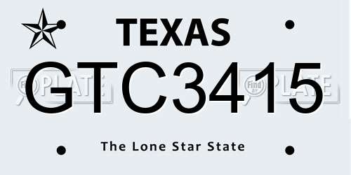 GTC3415 Texas License Plate