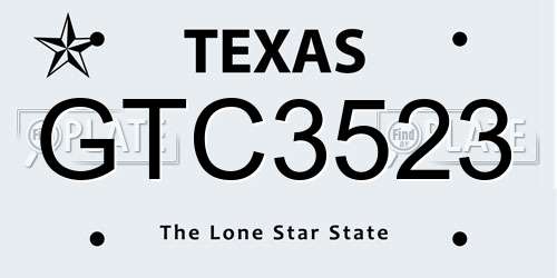 GTC3523 Texas License Plate