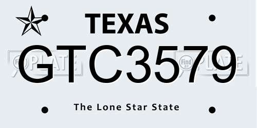 GTC3579 Texas License Plate