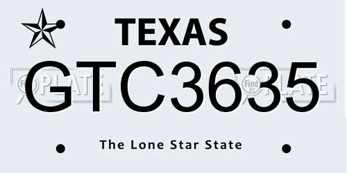 GTC3635 Texas License Plate