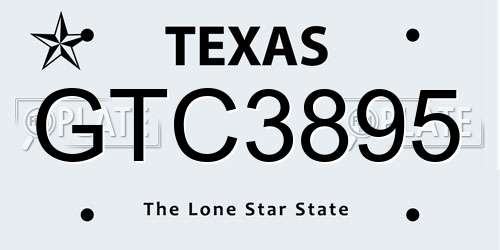GTC3895 Texas License Plate