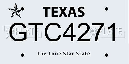 GTC4271 Texas License Plate