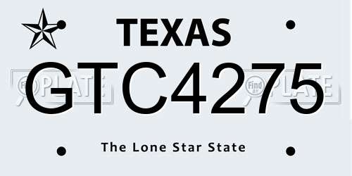 GTC4275 Texas License Plate