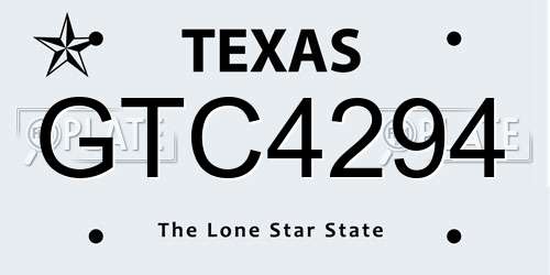 GTC4294 Texas License Plate