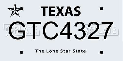 GTC4327 Texas License Plate