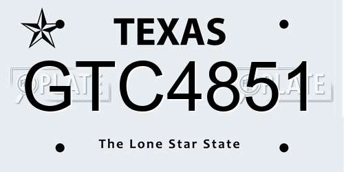 GTC4851 Texas License Plate
