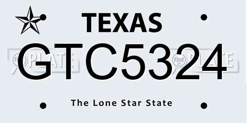 GTC5324 Texas License Plate