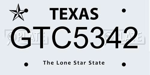GTC5342 Texas License Plate