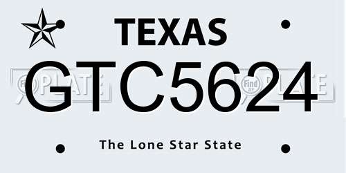 GTC5624 Texas License Plate