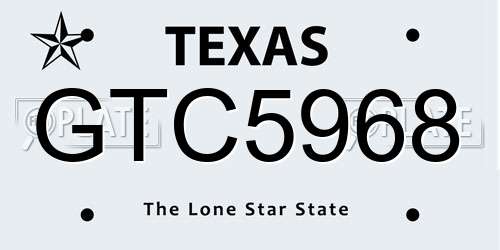 GTC5968 Texas License Plate