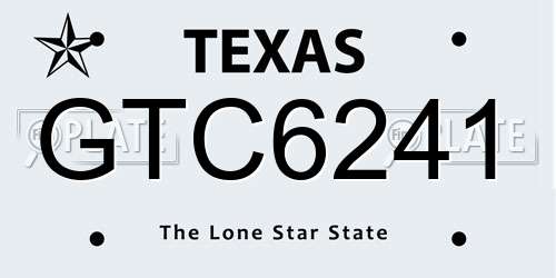 GTC6241 Texas License Plate