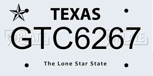 GTC6267 Texas License Plate