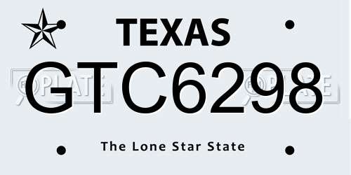 GTC6298 Texas License Plate