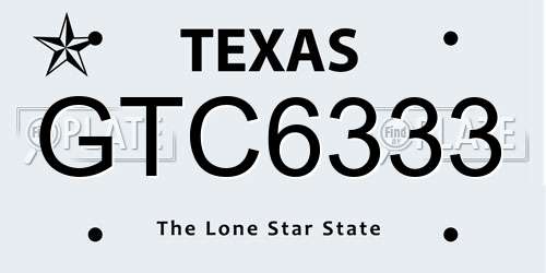 GTC6333 Texas License Plate