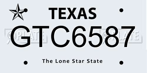 GTC6587 Texas License Plate