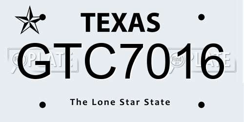 GTC7016 Texas License Plate