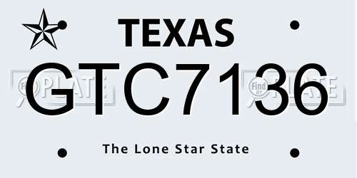 GTC7136 Texas License Plate