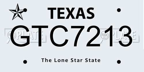 GTC7213 Texas License Plate