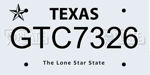 GTC7326 Texas License Plate