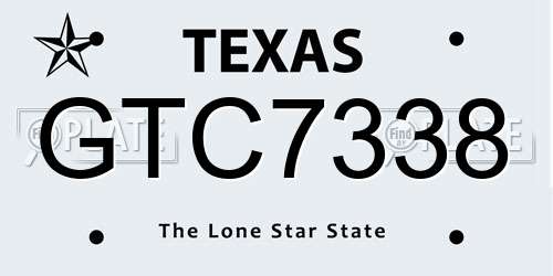 GTC7338 Texas License Plate