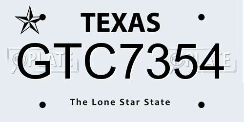 GTC7354 Texas License Plate
