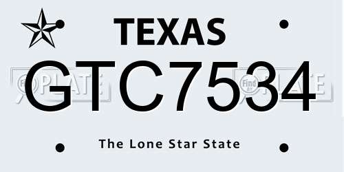 GTC7534 Texas License Plate