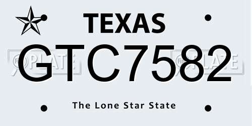 GTC7582 Texas License Plate