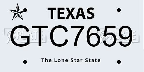 GTC7659 Texas License Plate