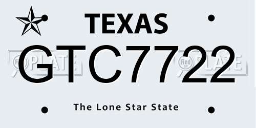 GTC7722 Texas License Plate