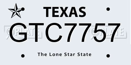 GTC7757 Texas License Plate