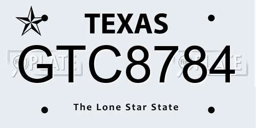 GTC8784 Texas License Plate
