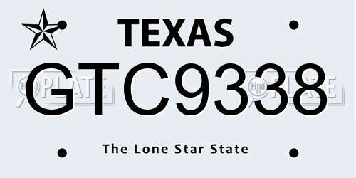 GTC9338 Texas License Plate