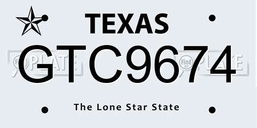 GTC9674 Texas License Plate