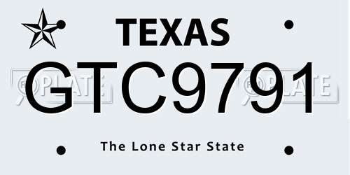 GTC9791 Texas License Plate