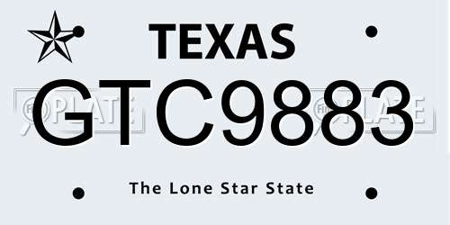 GTC9883 Texas License Plate