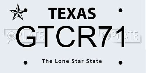 GTCR71 Texas License Plate