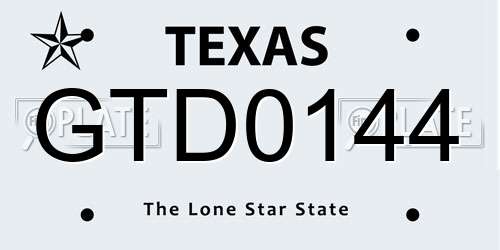 GTD0144 Texas License Plate