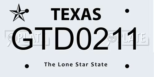 GTD0211 Texas License Plate