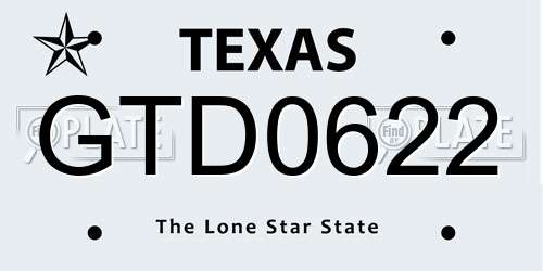 GTD0622 Texas License Plate