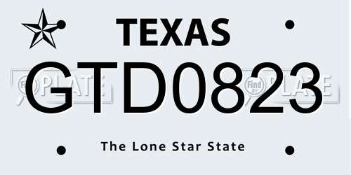 GTD0823 Texas License Plate