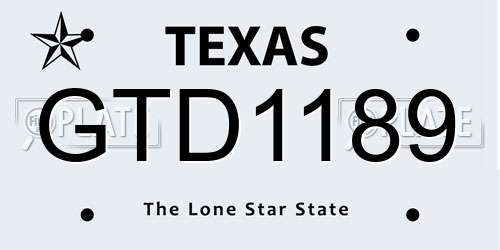 GTD1189 Texas License Plate