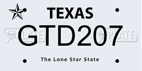 GTD207 Texas License Plate