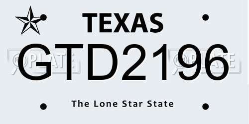 GTD2196 Texas License Plate