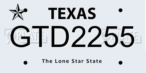 GTD2255 Texas License Plate