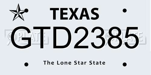 GTD2385 Texas License Plate