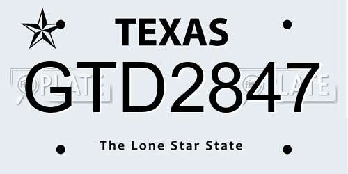 GTD2847 Texas License Plate