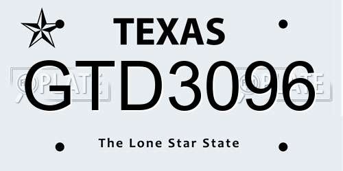GTD3096 Texas License Plate