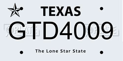 GTD4009 Texas License Plate