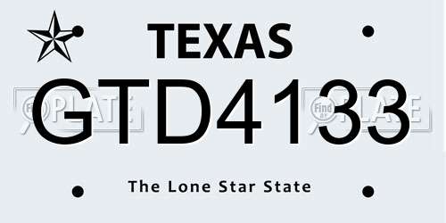 GTD4133 Texas License Plate