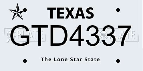 GTD4337 Texas License Plate